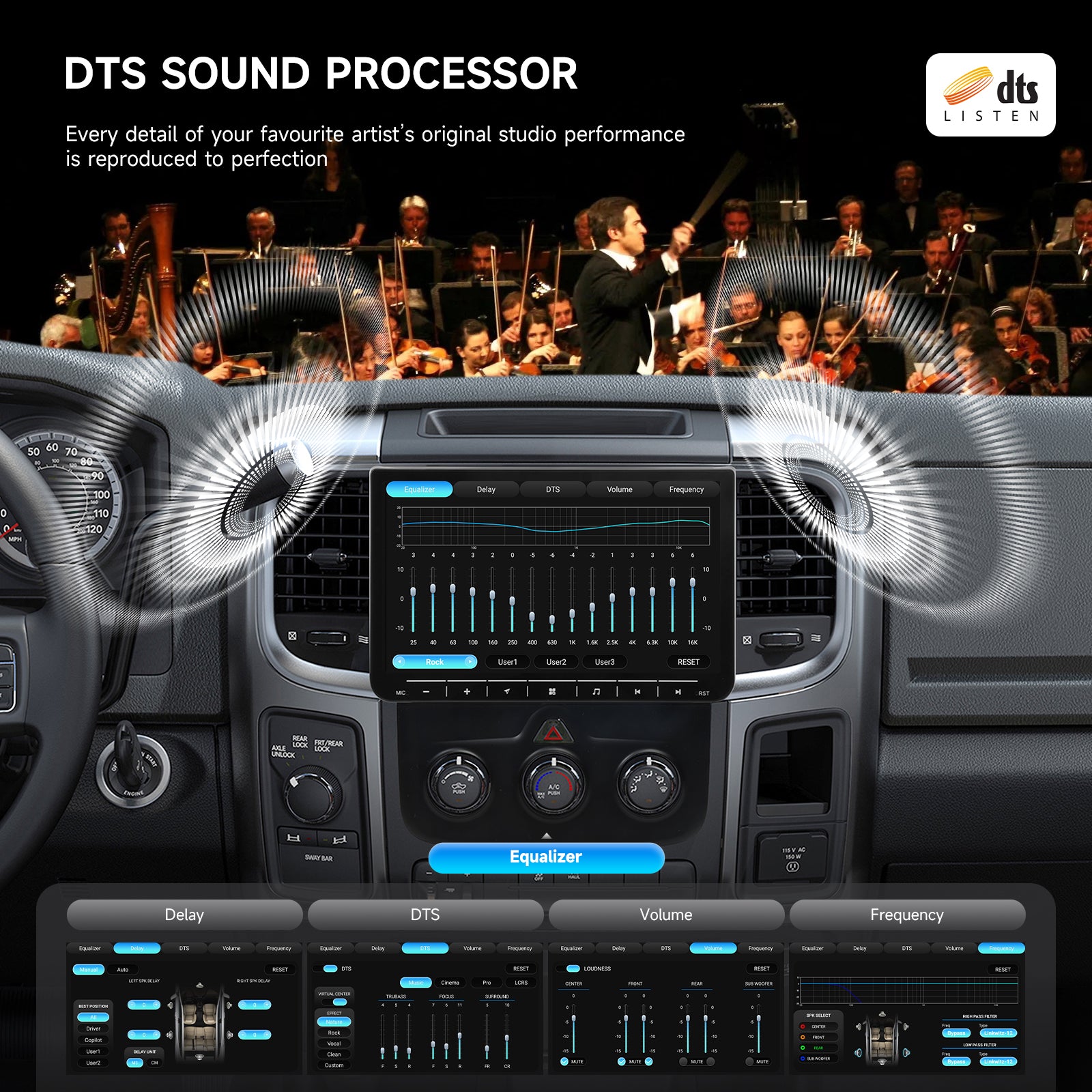 Dasaita Android 13 2013-2024 Dodge RAM 1500/2500/3500 Android Head Unit | 10.2" Touchscreen Radio with Auto/Manual AC Frame & Wireless CarPlay