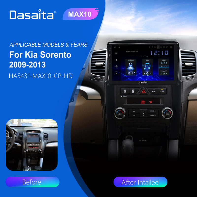 Dasaita MAX11 Kia Sorento 2009 2010 2011 2012 2013 Car Stereo 10.2 Inch Carplay Android Auto PX6 4G+64G Android11 1280*720 DSP AHD Radio
