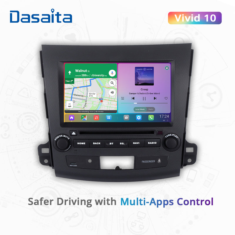 Dasaita Vivid11 For Mitsubishi Outlander 2007 2008 2009 2010 2011 2012 2013  Car Stereo Apple Carplay Android Auto Touch Screen 4G+64G DSP Radio