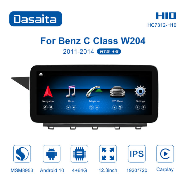 Dasaita for Benz C class W204 NTG4.5 2011 2012 2013 2014 Car Stereo Android 10 Octa Core 4G/64G GPS Navigation IPS 2.5D Screen Radio