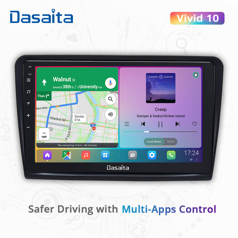 Dasaita 10.2 inch Vivid11 For Skoda Superb B6 2008-2014 Car Stereo android PX6 1280x720 USB Port GPS Navigation Apple Carplay Dashboard