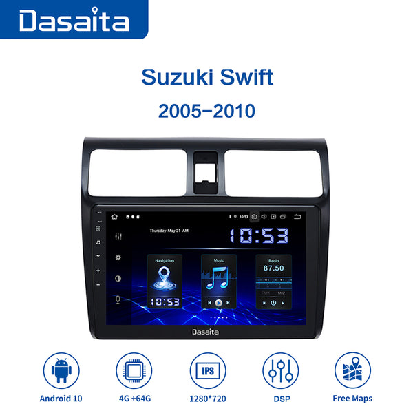 Dasaita MAX10 For Suzuki Swift 2005-2010 Car Radio 10.2" Android 10.0 IPS 2.5D Screen GPS Navigation Carplay DVD Stereo