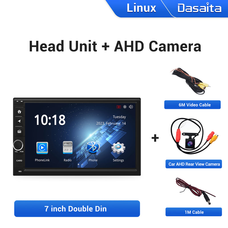 Dasaita Linux Universal 2 Din Car Stereo 7 Inch Wireless Wired Carplay Android Auto Head Unit 1024*600 AHD Mirror Link Car Radio