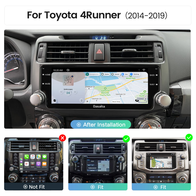 Dasaita Scout10 Toyota 4runner 2010 2011 2012 2013 2014 2015 2016 2017 2018 2019 Car Stereo 10.25 Inch Carplay Android Auto PX6 4G+64G Android10 Black 1280*480 DSP AHD Radio