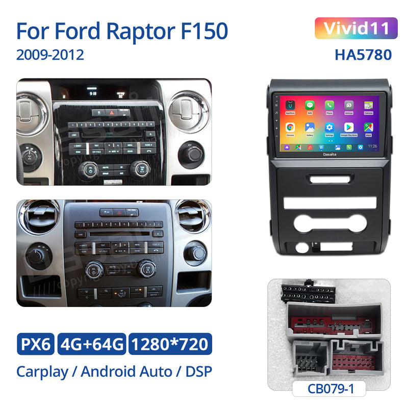 Dasaita Vivid11 For Ford Raptor F150 2009 2010 2011 2012 Car Stereo Apple Carplay Android Auto Touch Screen 4G 64G DSP Stereo