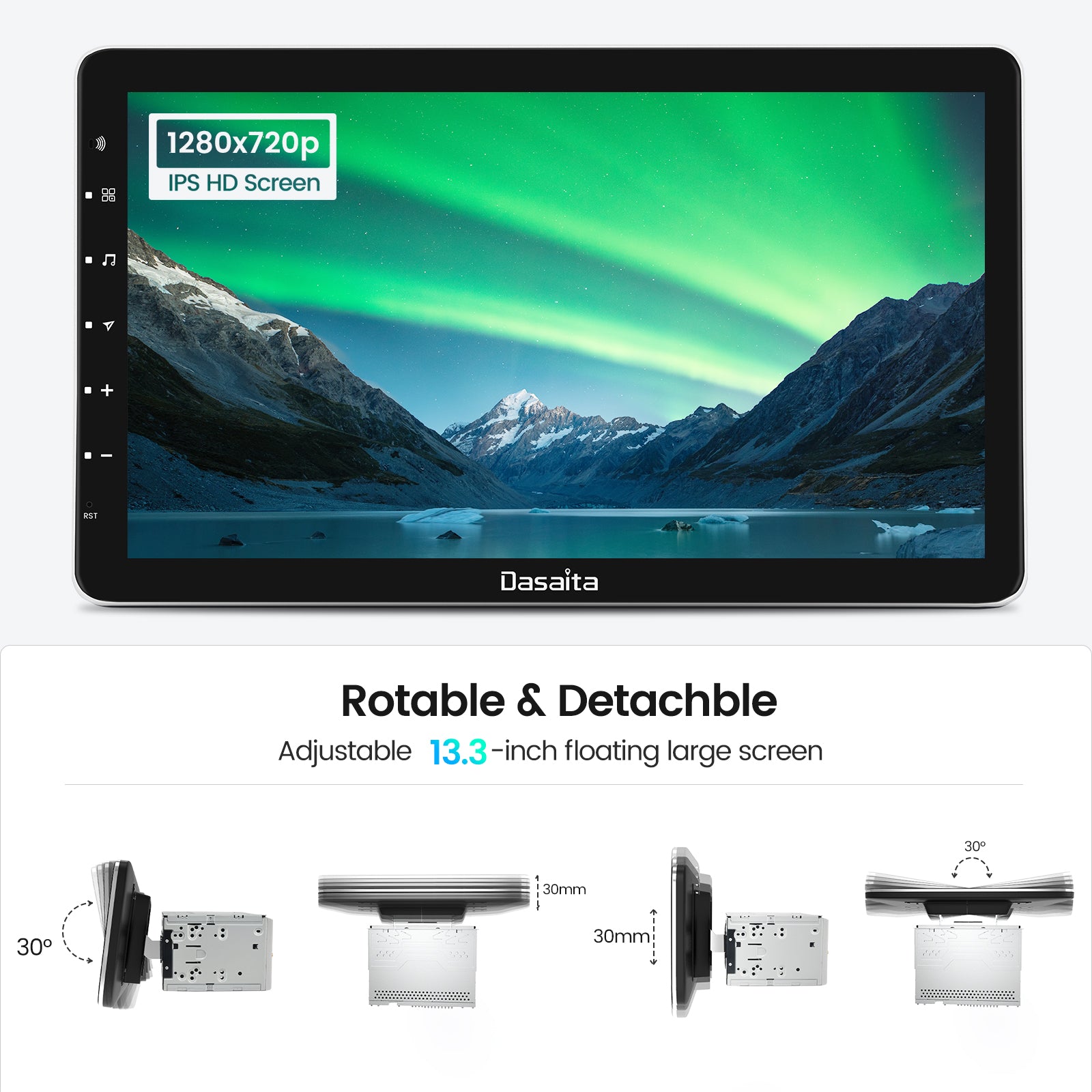Dasaita Scout10 Double Din Car Stereo 13.3 Inch Carplay Android Auto PX6 4G+64G Android10 1920*1080 DSP AHD Radio