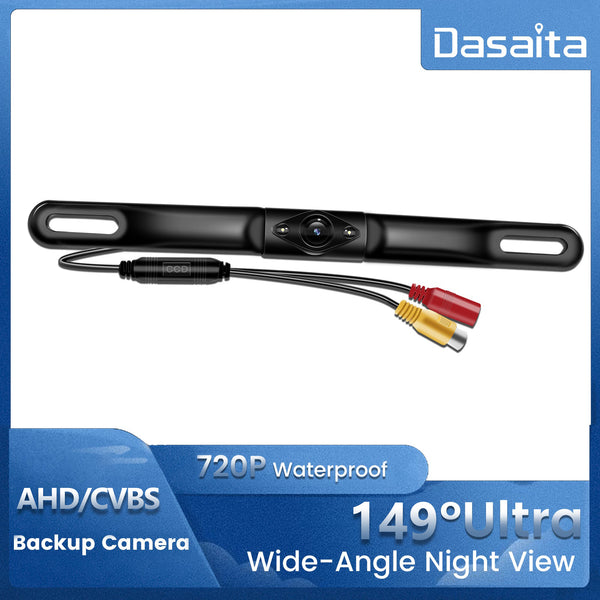 Dasaita AHD/CVBS HD Camera For US Metal License Plate Frame 2 Lights LED Rear AHD & CVBS