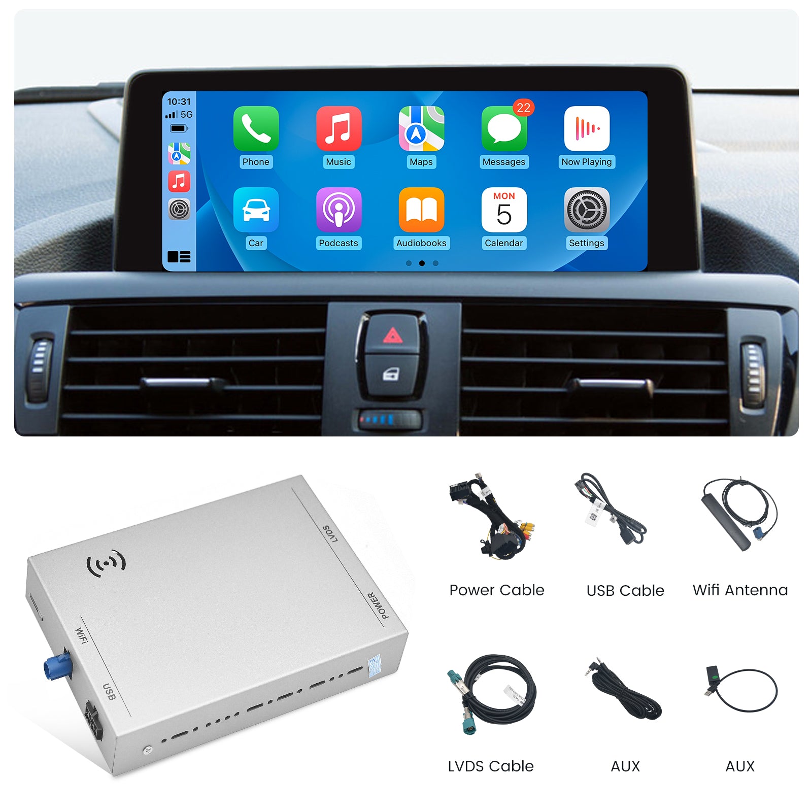 AUX-in USB interface compatible with BMW NBT2 EVO