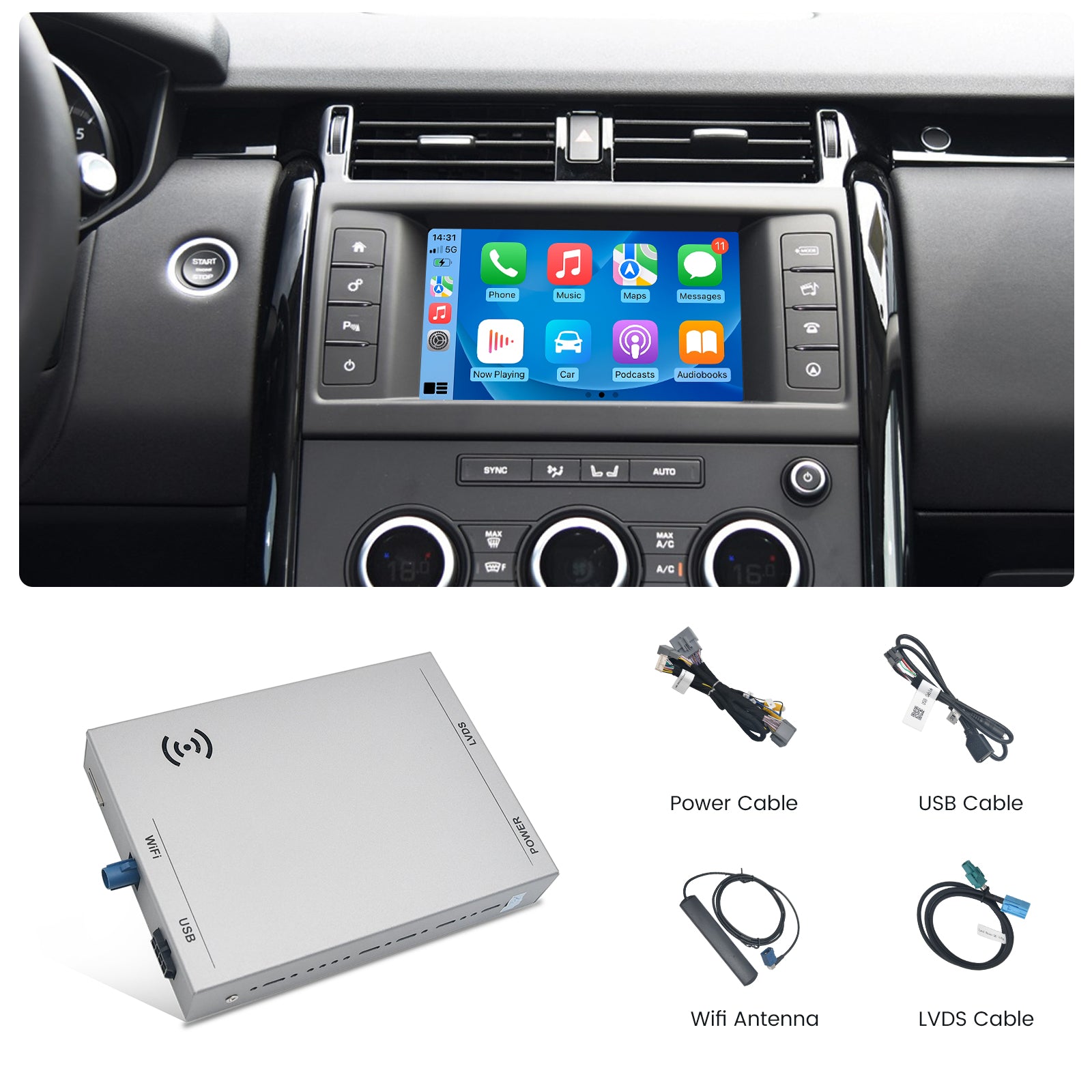 EZoneTronics Adattatore CarPlay Wireless E Android Auto Per Land Rover E Jaguar 2016-2019 – Plug & Play Con SWC, GPS E Siri