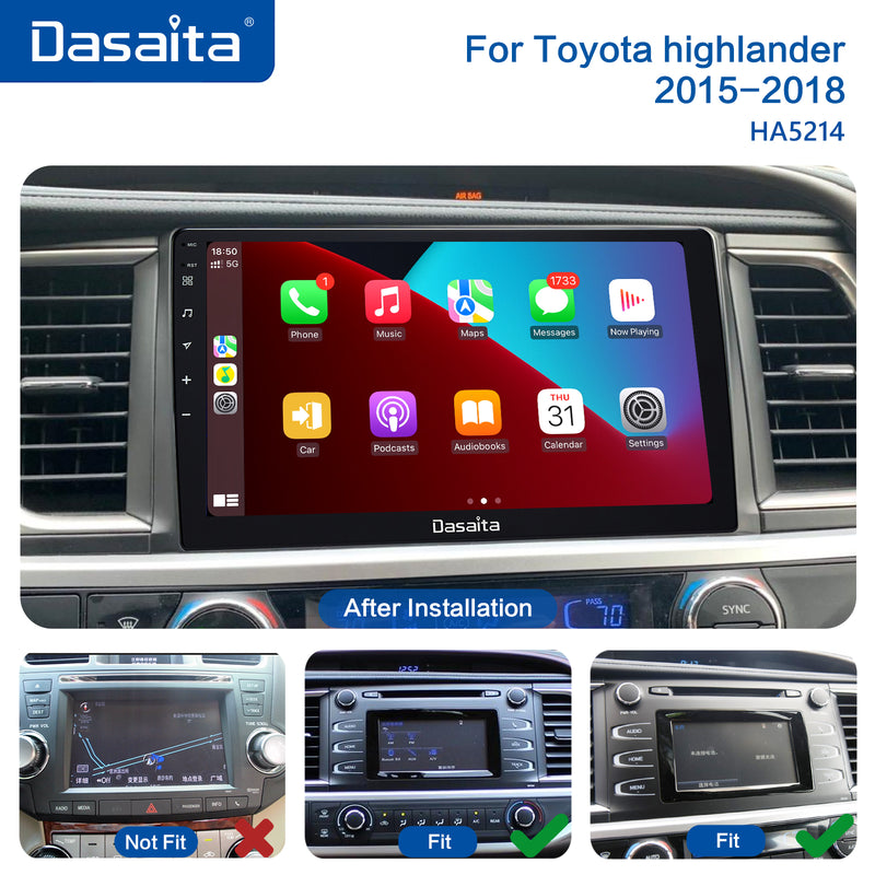 Dasaita Vivid11 Toyota Highlander 2015 2016 2017 2018 Car Stereo 10.2 Inch Carplay Android Auto PX6 4G+64G Android11 1280*720 DSP AHD Radio