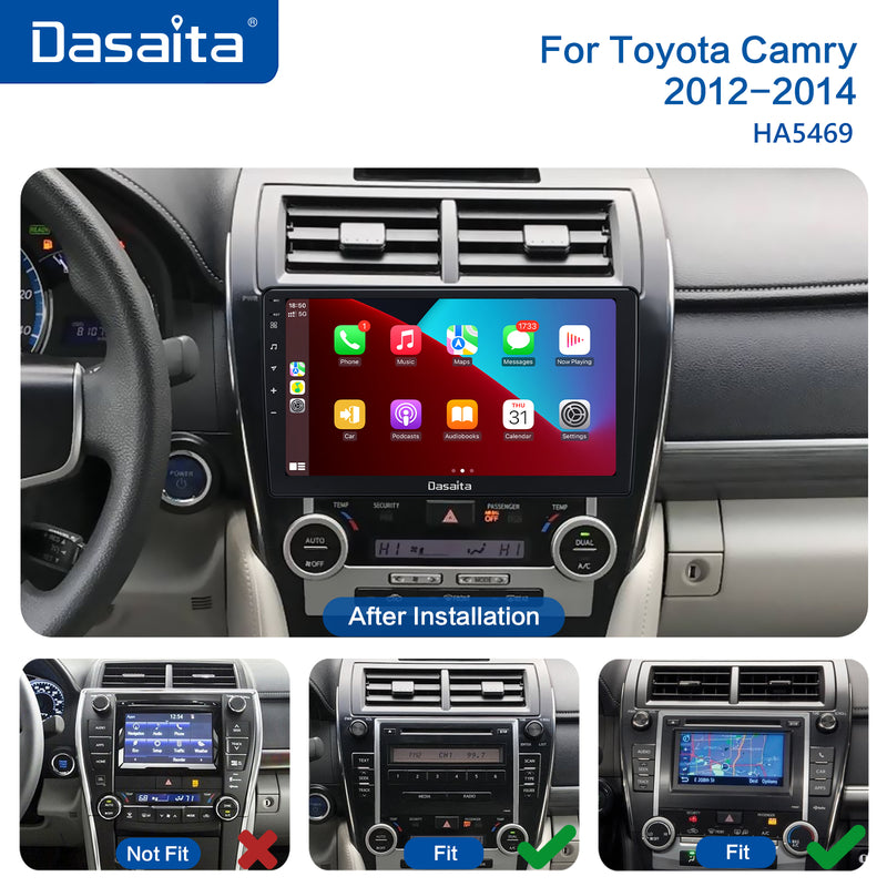 Dasaita Vivid Toyota Camry 2012 2013 2014 Car Stereo 10.2 Inch Carplay Android Auto PX6 4G+64G Android 1280*720 DSP AHD Radio