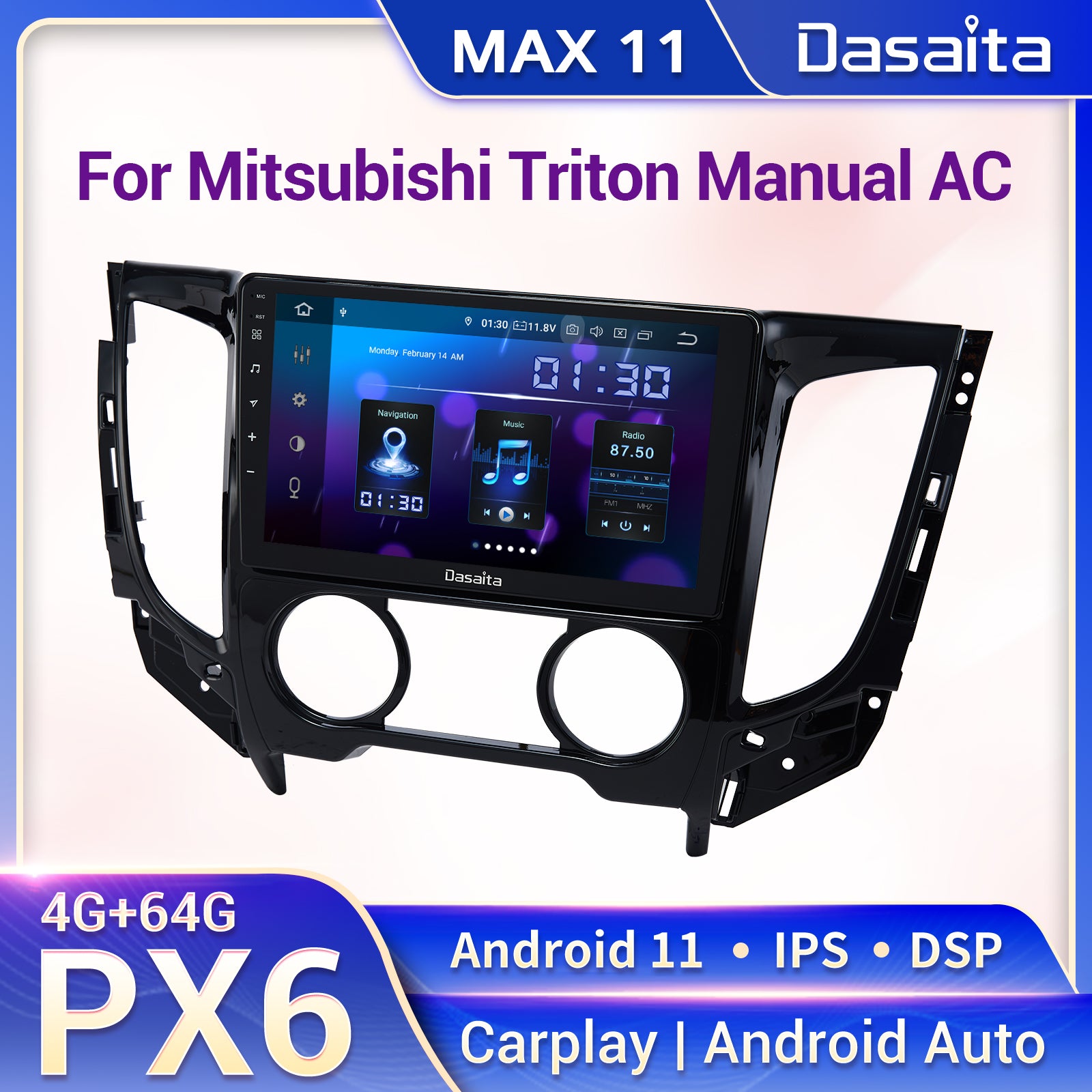 Dasaita MAX11 Universal Double Din Car Stereo 6.95 Inch Carplay Androi