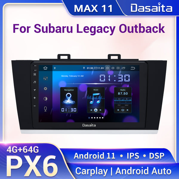 Dasaita MAX11 Subaru Legacy Outback 2015 2016 2017 2018 Car Stereo 9 Inch Carplay Android Auto PX6 4G+64G Android11 1280*720 DSP AHD Radio