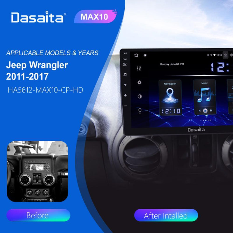 Dasaita MAX11 Jeep Wrangler 2011 2012 Car Stereo 10.2 Inch Carplay Android Auto 4+64G Android11 1280*720 DSP Radio