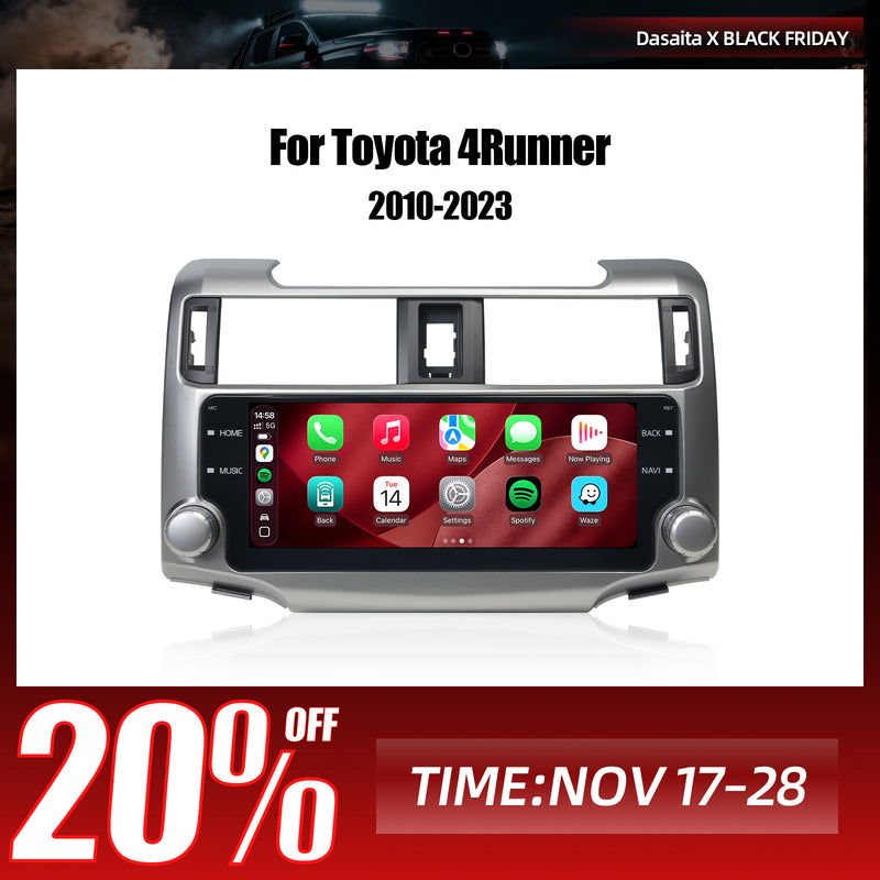 Dasaita Android13 Car Stereo for Toyota 4Runner 2010-2023 Silver Wireless Carplay & Android Auto Car Radio | Qualcomm 665 | 10.25" 2K QLED Screen | Wifi+4G LTE | 6G/8G+64G/256G | DTS|GPS Navigation Head Unit | Optical Output