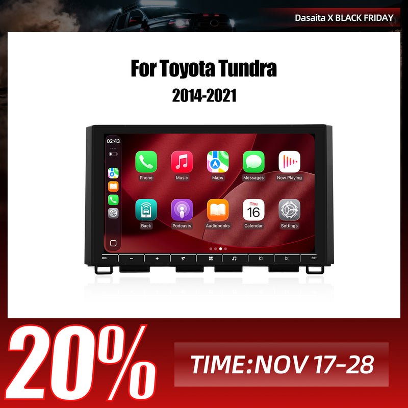 Dasaita Android13 Car Stereo for Toyota Tundra 2014-2021 Wireless Carplay & Android Auto Car Radio | Qualcomm 665 | 10.2" QLED Screen | Wifi+4G LTE | 6G/8G+64G/256G | DTS|GPS Navigation Head Unit | Optical Output