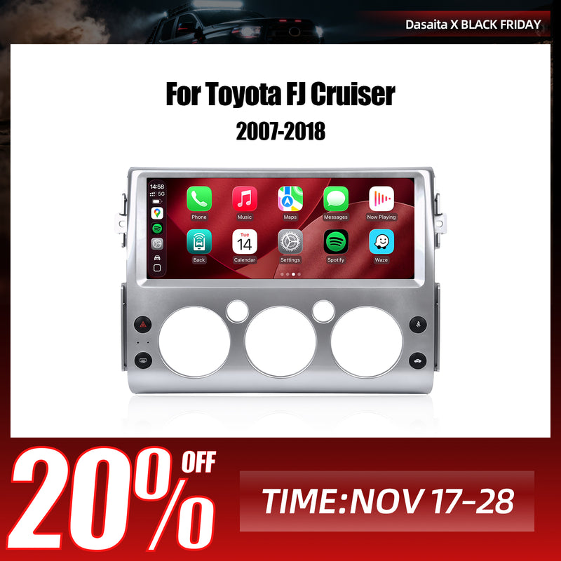 Dasaita Android13 Car Stereo for Toyota FJ Cruiser 2007-2020 Silver Wireless Carplay & Android Auto Car Radio | Qualcomm 665 | 12.3" 2K QLED Screen | Wifi+4G LTE | 6G+64G | DTS|GPS Navigation Head Unit | Optical Output