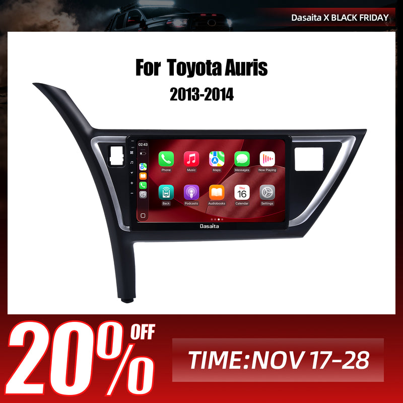 Dasaita Android13 Car Stereo for Toyota Auris 2013–2014 | 10.2" QLED Touchscreen | Wireless CarPlay & Android Auto | Plug & Play GPS Navigation | DAB+ Digital Radio | 6GB/8GB RAM + 64GB/256GB | DTS Premium Sound | 4G LTE & WiFi