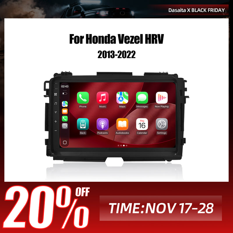 Dasaita Android13 Car Stereo for Honda Vezel HR-V HRV 2013-2022 Wireless Carplay & Android Auto Car Radio | Qualcomm 665 | 9" QLED Screen | Wifi+4G LTE | 6G+64G | DTS|GPS Navigation Head Unit | Optical Output