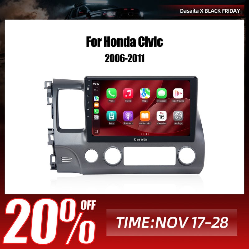 Dasaita Android13 Car Stereo for Honda Civic 2006-2011 Wireless Carplay & Android Auto Car Radio| Qualcomm 665 | 10.2" QLED Screen | Wifi+4G LTE |6G+64G|DTS|GPS Navigation Head Unit| Optical Output
