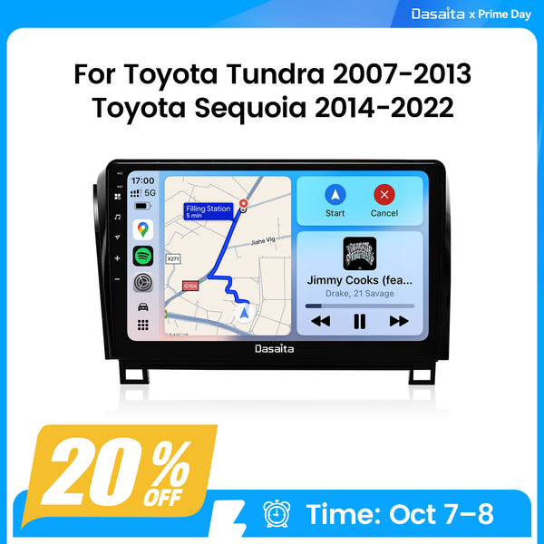 Dasaita Android13 Car Stereo for Toyota Tundra 2007-2013/Sequoia 2014-2022 LHD Wireless Carplay & Android Auto Car Radio | Qualcomm 665 | 10.2" QLED Screen | Wifi+4G LTE | 6G+64G | DTS|GPS Navigation Head Unit | Optical Output