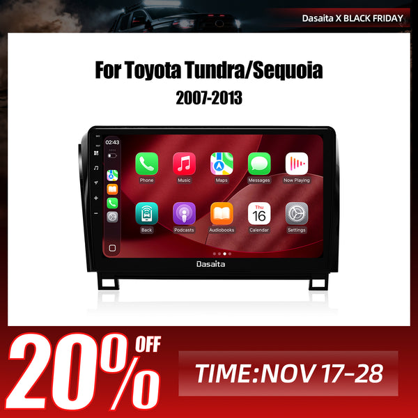 Dasaita Android13 Car Stereo for Toyota Tundra 2007-2013/Sequoia 2014-2022 LHD Wireless Carplay & Android Auto Car Radio | Qualcomm 665 | 10.2" QLED Screen | Wifi+4G LTE | 6G+64G | DTS|GPS Navigation Head Unit | Optical Output