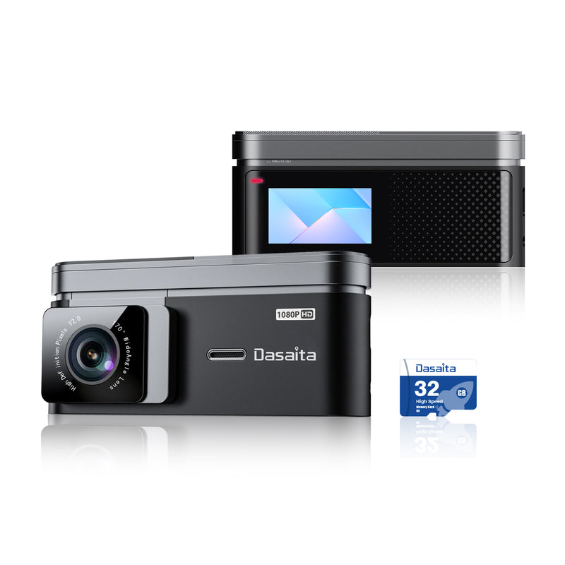 Dasaita USB DVR On-Dash Camera Built-in WiFi,1.47" 1080P HD Loop Recording Dash Camera,Car Driving Recorder with 32GB SD Card,170° Wide Angle,G-Sensor,Packing Monitor,Night Vision