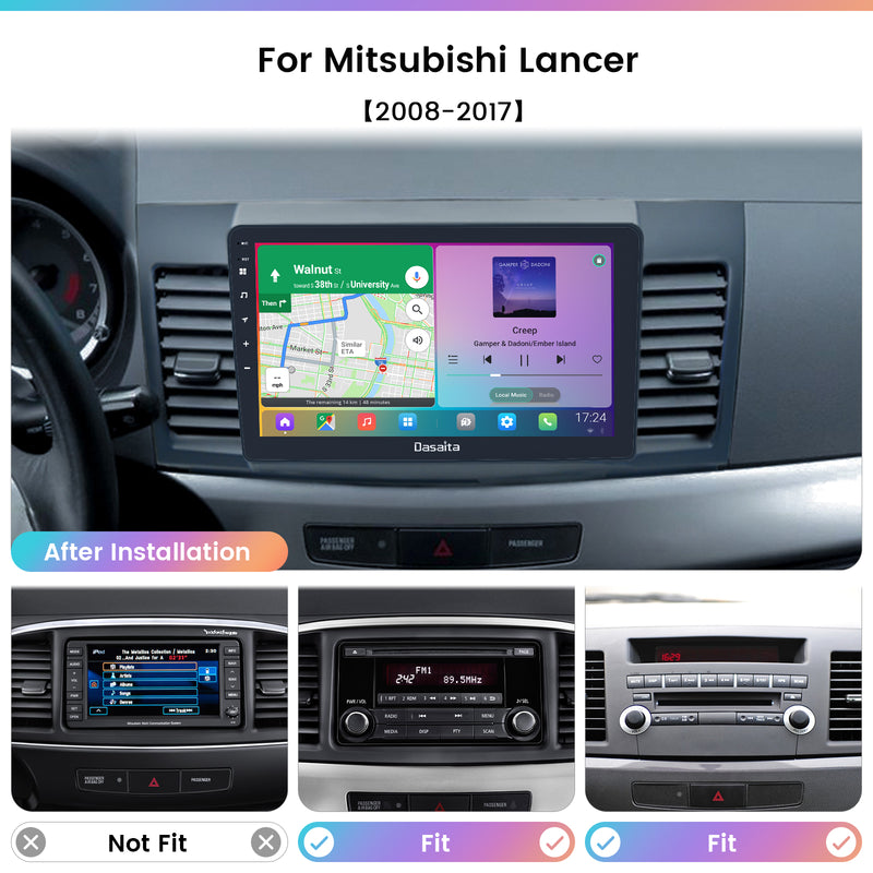 Dasaita Vivid11 Mitsubishi Lancer/EVO 10 2008 2009 2010 2011 2012 2013 2014 2015 2016 2017 Car Stereo 10" Carplay Android Auto PX6 4+64G 1280*720 DSP Radio