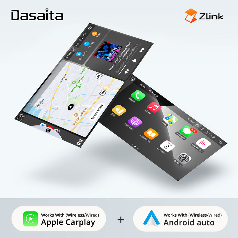 Dasaita Scout 10.2 inch Double Din Universal Car Stereo Apple Carplay Android Auto Detachable Rotable Touch screen GPS  4*50W Head Unit