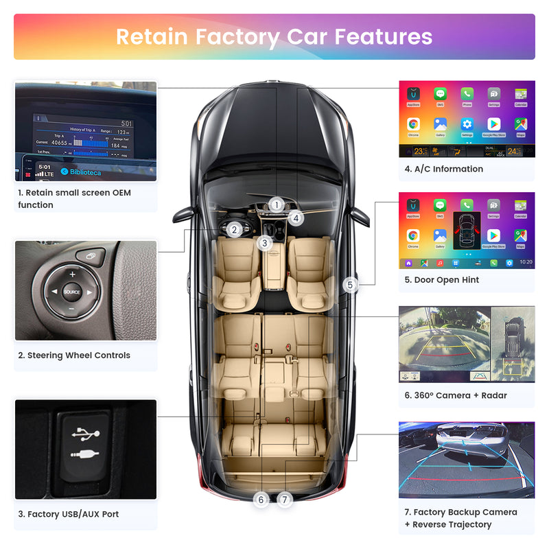 Dasaita Vivid11 Honda Accord 2013 2014 2015 2016 2017 LHD Car Stereo 10.2" Carplay Android Auto 4G+64G Android11 PX6 1280*720 DSP AHD Radio