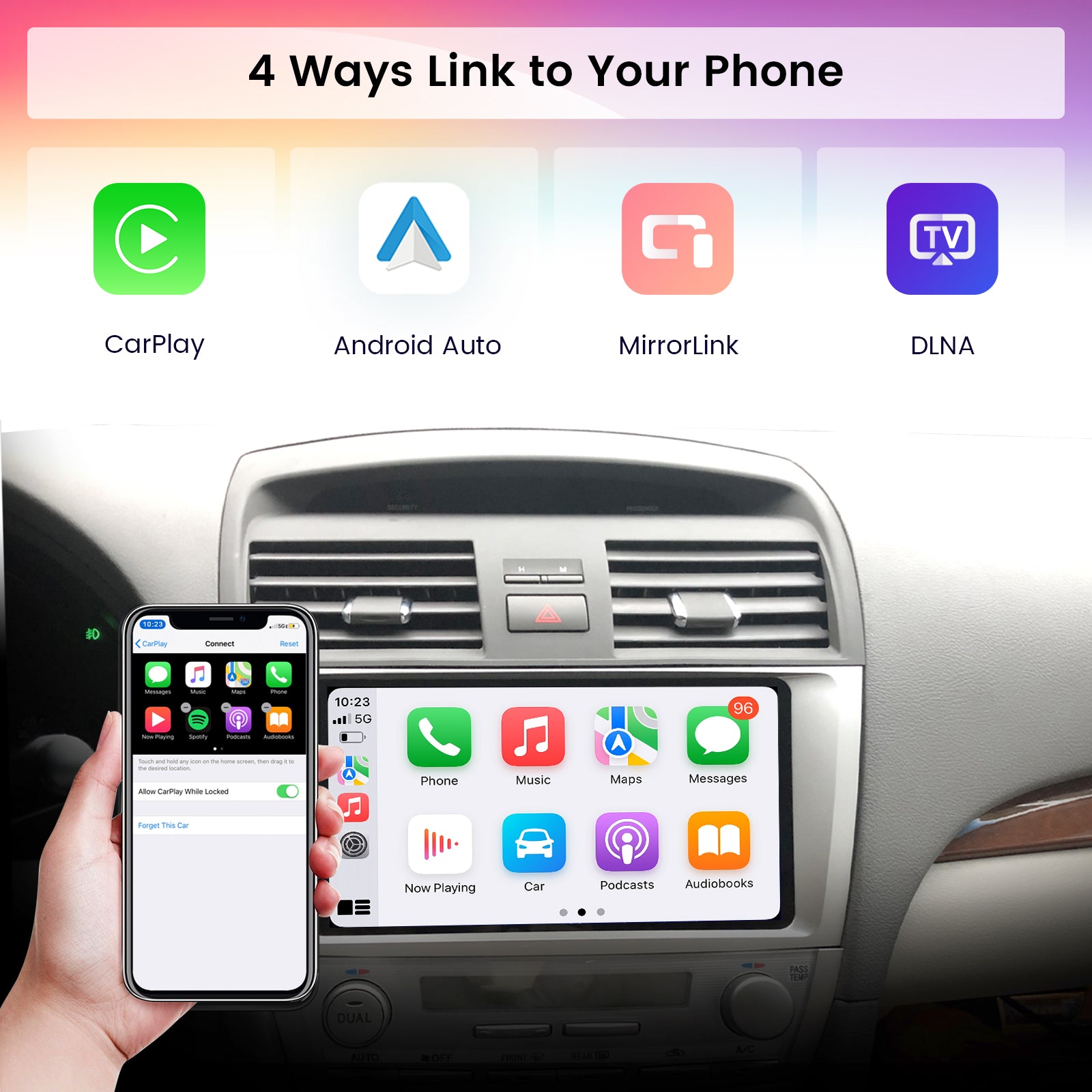 Dasaita Vivid Toyota Camry 2007 2008 2009 2010 2011 Car Stereo 9 Inch Carplay Android Auto PX6 4G+64G Android10/Android11 1280*720 DSP AHD Radio