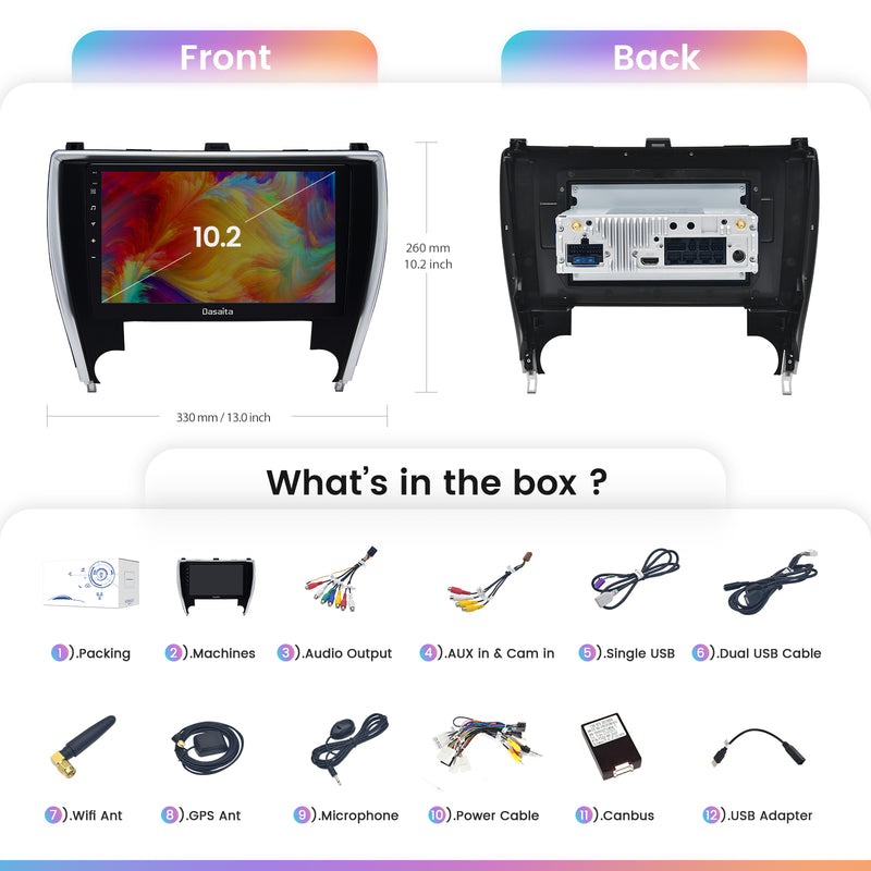 Efficient 10.2" Car Stereo for Toyota Camry