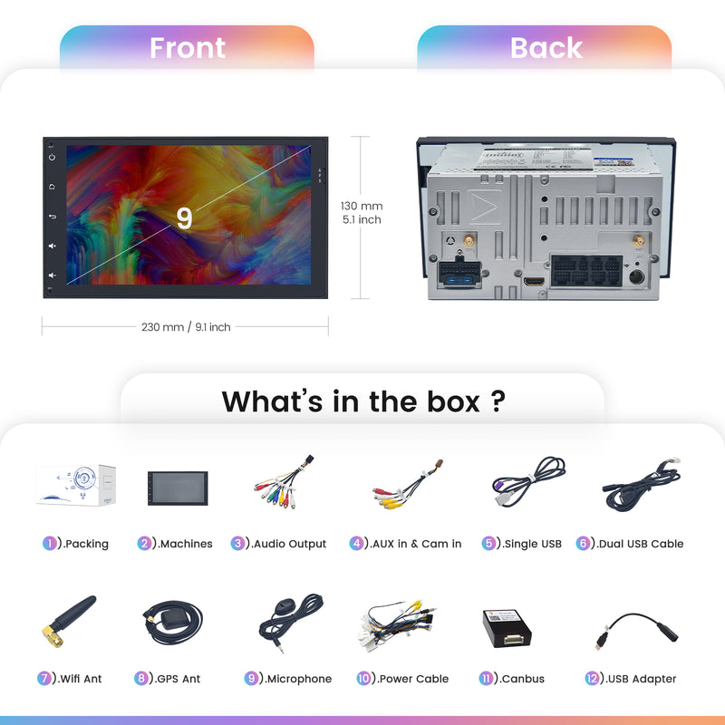 Dasaita Vivid Toyota Universal Corolla Sienna Tacoma Prius 2014-2022 Car Stereo 9 Inch Wireless Carplay Android Auto Head unit PX6 4G+64G Android 1280*720 DSP AHD Radio