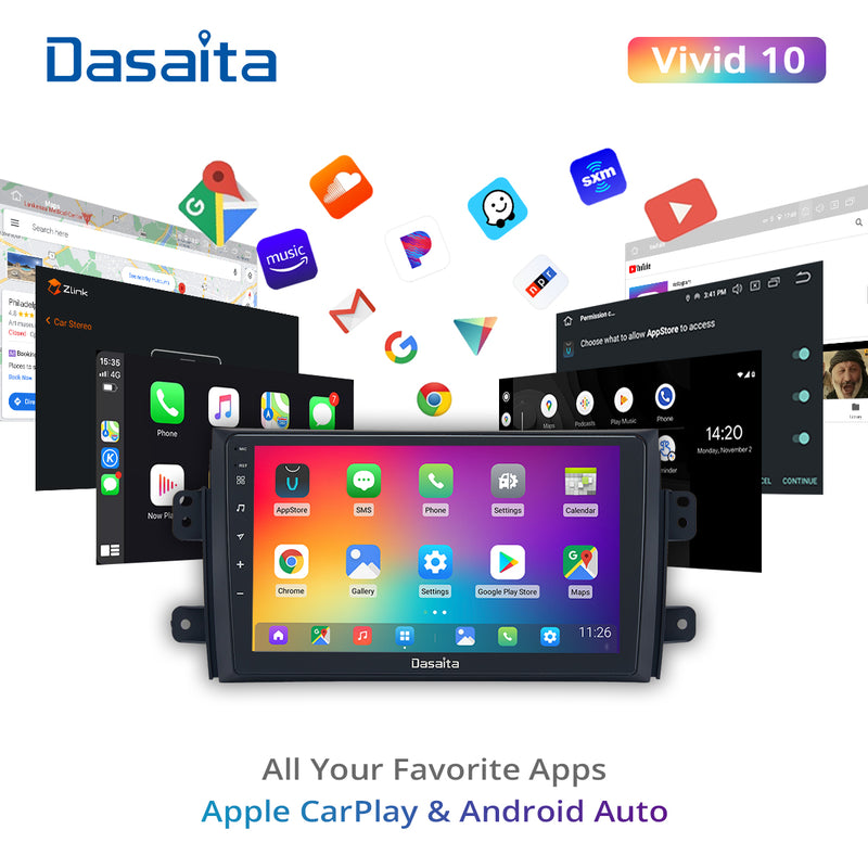 Dasaita Vivid11 Suzuki SX4/Sedici 2006-2010 Car Stereo 9" Carplay Android Auto PX6 4+64G 1280*720 DSP Radio