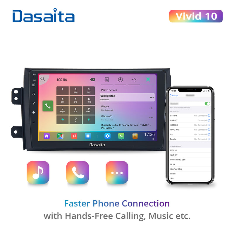 Dasaita Vivid11 Suzuki SX4/Sedici 2006-2010 Car Stereo 9" Carplay Android Auto PX6 4+64G 1280*720 DSP Radio