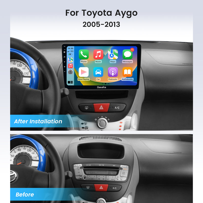 Dasaita Android13 Car Stereo for Toyota Aygo 2005-2013 Wireless Carplay & Android Auto Car Radio | Qualcomm 665 | 10.2" QLED Screen | Wifi+4G LTE | 6G+64G | DTS|GPS Navigation Head Unit | Optical Output
