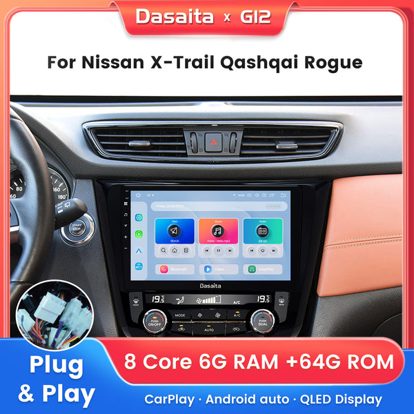 Dasaita Android 12 Car Stereo for Nissan X-Trail Qashqai Rogue 2014-2020 Wireless Carplay & Android Auto Car Radio | Qualcomm 665 | 10.2" QLED Screen | Wifi+4G LTE | 6G/8G+64G/256G| DAB+|SWC|GPS Navigation Head unit|DSP| Optical Output