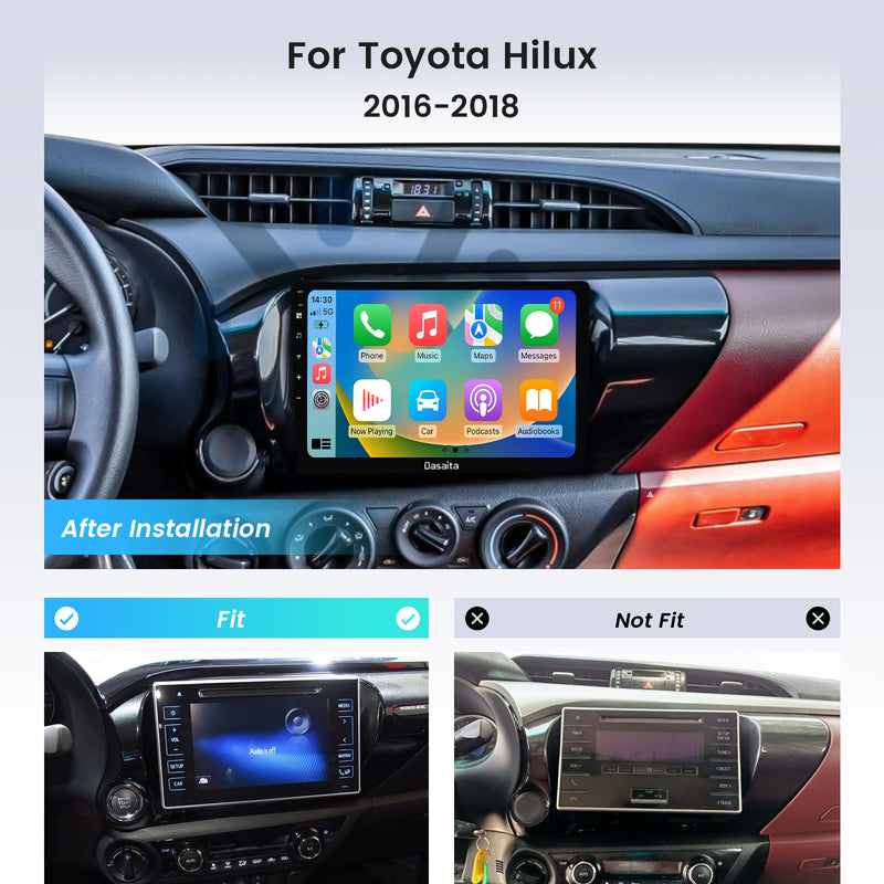 Dasaita Android12 Car Stereo for Toyota Hilux 2016-2018 LHD Wireless Carplay & Android Auto Car Radio| Qualcomm 665 | 10.2" QLED Screen | Wifi+4G LTE |6G+64G|DSP|GPS Navigation Head Unit| Optical Output