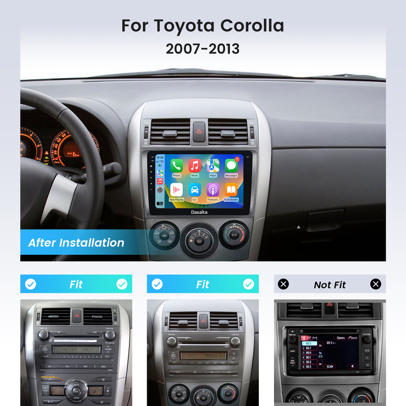 Dasaita Android12 Car Stereo for Toyota Corolla Auris 2007-2013 Wireless Carplay & Android Auto Car Radio | Qualcomm 665 | 9" QLED Screen | Wifi+4G LTE | 6G+64G | DSP|GPS Navigation Head Unit | Optical Output