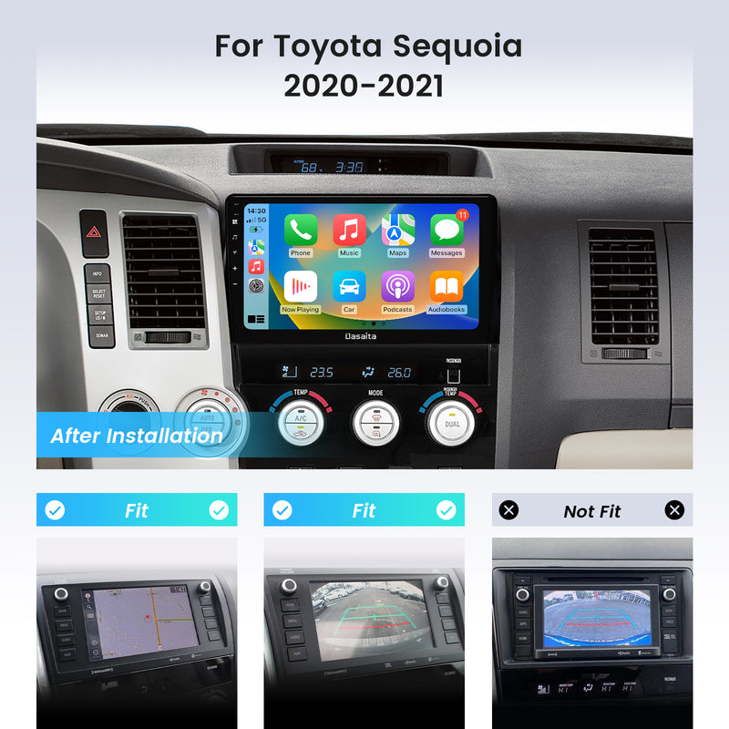 Dasaita Android12 Car Stereo for Toyota Tundra Sequoia 2007-2022 LHD Wireless Carplay & Android Auto Car Radio | Qualcomm 665 | 10.2" QLED Screen | Wifi+4G LTE | 6G+64G | DSP|GPS Navigation Head Unit | Optical Output