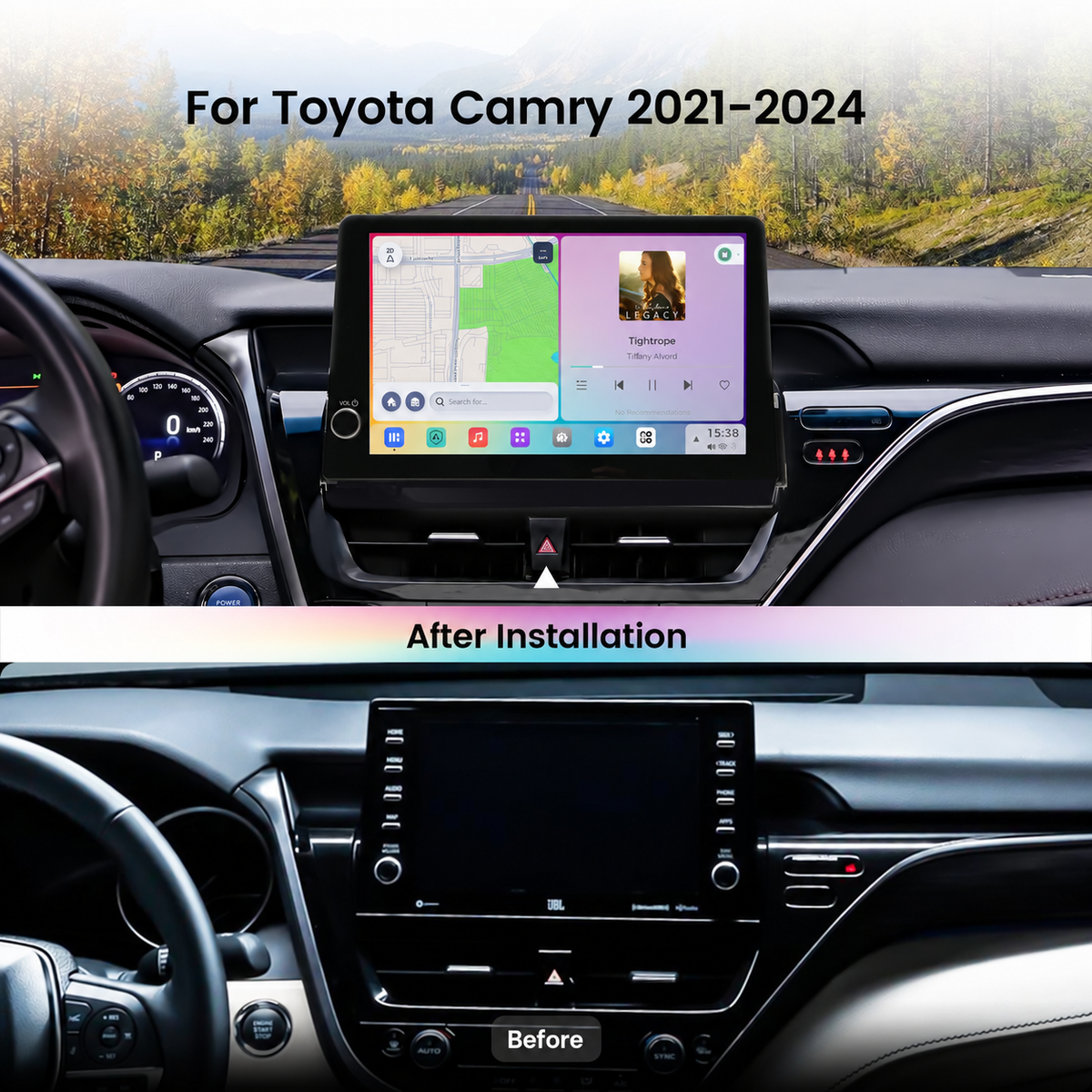 Dasaita Vivid13 Car Stereo for Toyota Camry 2021–2024 | 11.6" QLED Touchscreen | Wireless CarPlay & Android Auto | 8+256GB | Plug & Play GPS Navigation Head Unit