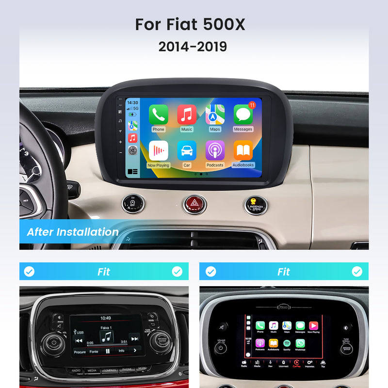 Dasaita Android12 Car Stereo for Fiat 500X 2014-2019 Wireless Carplay & Android Auto Car Radio| Qualcomm 665 | 9" QLED Screen | Wifi+4G LTE |6G+64G|DSP|GPS Navigation Head Unit| Optical Output