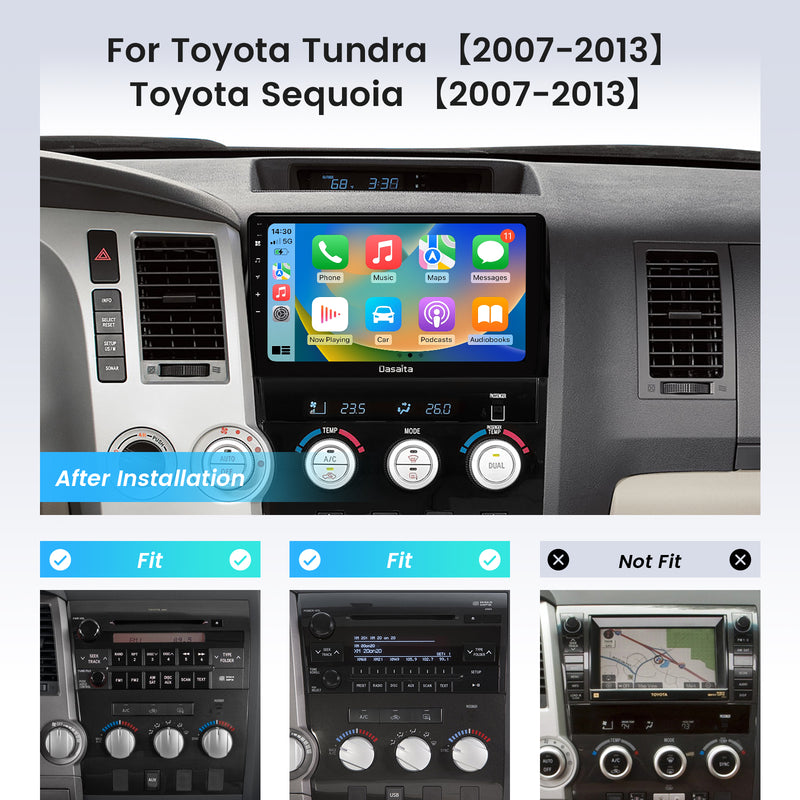 Dasaita Android12 Car Stereo for Toyota Tundra Sequoia 2007-2022 LHD Wireless Carplay & Android Auto Car Radio | Qualcomm 665 | 10.2" QLED Screen | Wifi+4G LTE | 6G+64G | DSP|GPS Navigation Head Unit | Optical Output