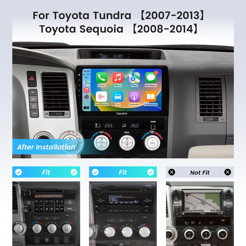 Dasaita Android12 Car Stereo for Toyota Tundra Sequoia 2007-2018 LHD Wireless Carplay & Android Auto Car Radio | Qualcomm 665 | 10.2" QLED Screen | Wifi+4G LTE | 4G/8G+64G/256G | DSP|GPS Navigation Head Unit | Optical Output