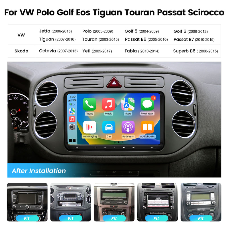 Dasaita Android12 Car Stereo for VW Polo Golf Tiguan Passat Skoda Universal Wireless Carplay & Android Auto Car Radio| Qualcomm 665 | 9" QLED Screen | Wifi+4G LTE |6G+64G|DSP|GPS Navigation Head Unit| Optical Output