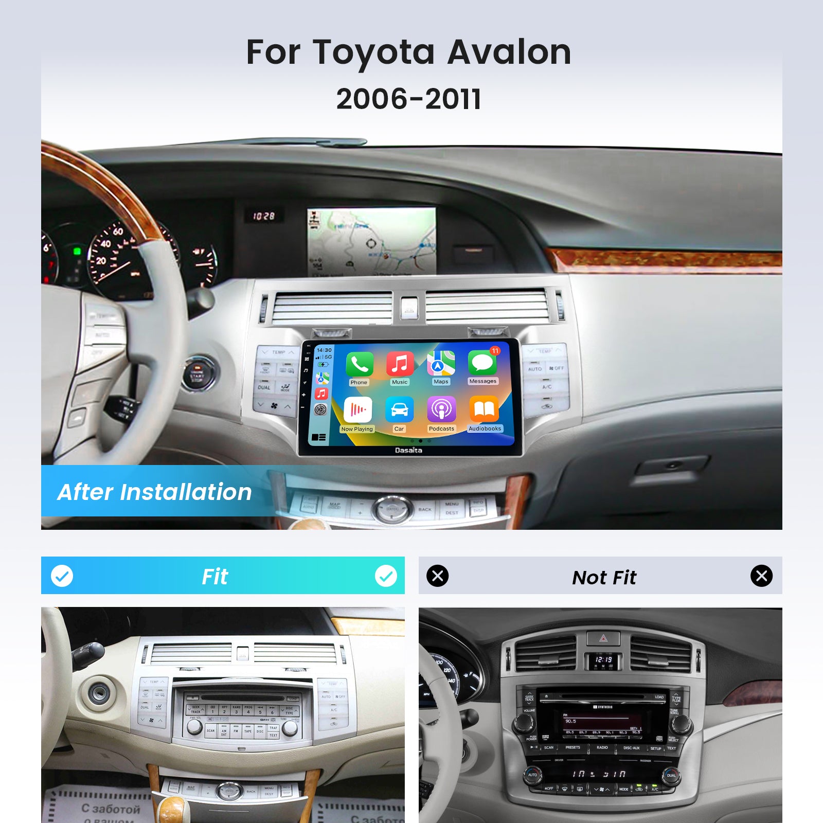 Dasaita Android 13 Car Stereo for Toyota Avalon 2006-2011 Wireless Carplay & Android Auto Car Radio | Qualcomm 665 | 9" QLED Screen | Wifi+4G LTE | 6G+64G|DTS Head Unit | Optical Output