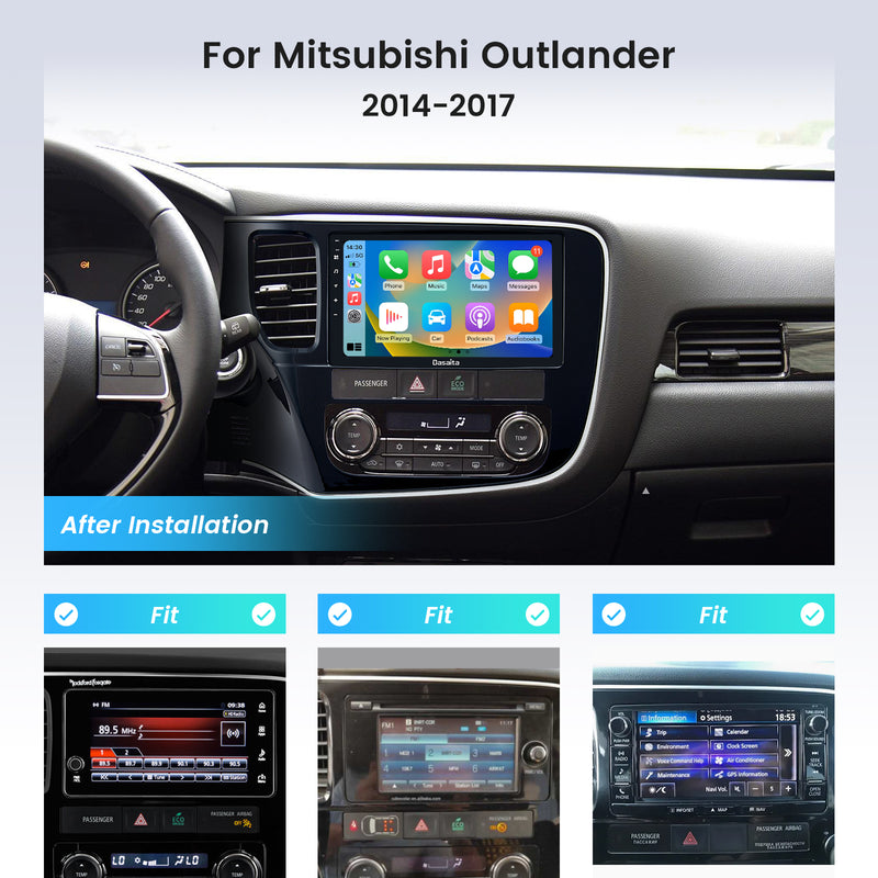 Dasaita Android12 Car Stereo for Mitsubishi Outlander 2014-2017 LHD Wireless Carplay & Android Auto Car Radio | Qualcomm 665 | 9" QLED Screen | Wifi+4G LTE | 4G+64G | DSP|GPS Navigation Head Unit | Optical Output