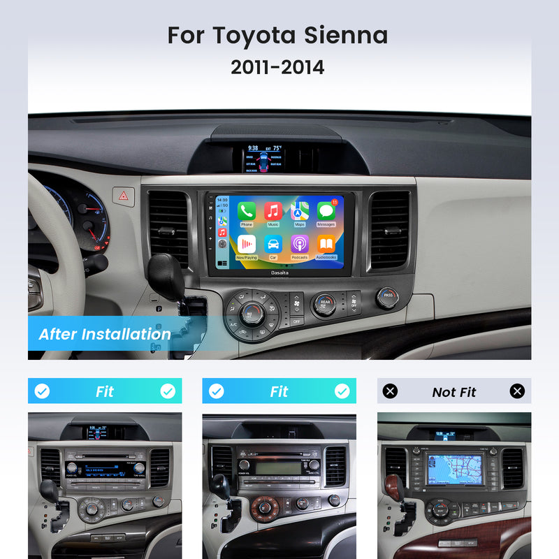 Dasaita Android12 Car Stereo for Toyota Sienna XL30 2011-2014 Wireless Carplay & Android Auto Car Radio | Qualcomm 665 | 9" QLED Screen | Wifi+4G LTE | 6G+64G | DSP|GPS Navigation Head Unit | Optical Output