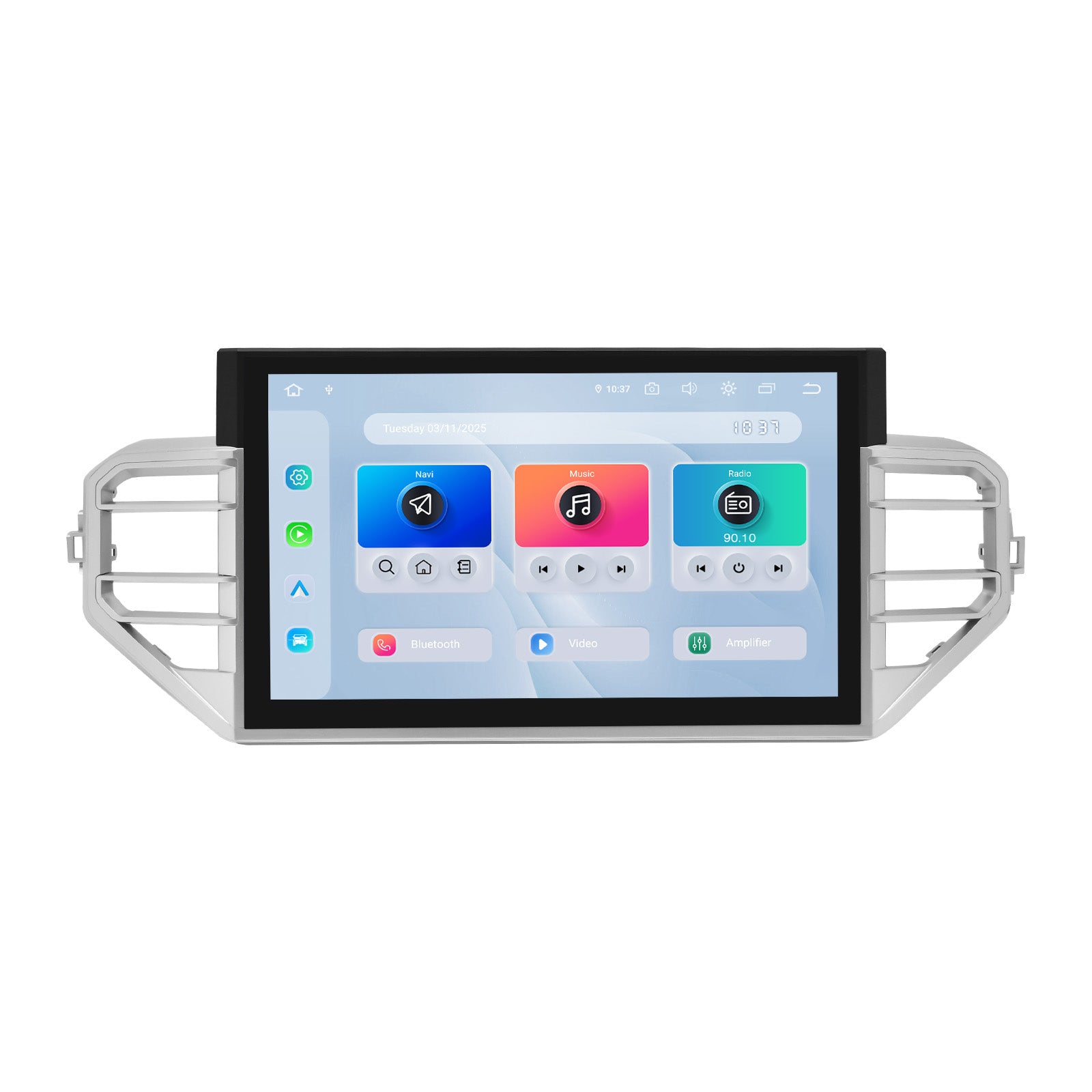 Dasaita 14-inch QLED touchscreen head unit installed in 2022-2025 Toyota Tundra dashboard front view