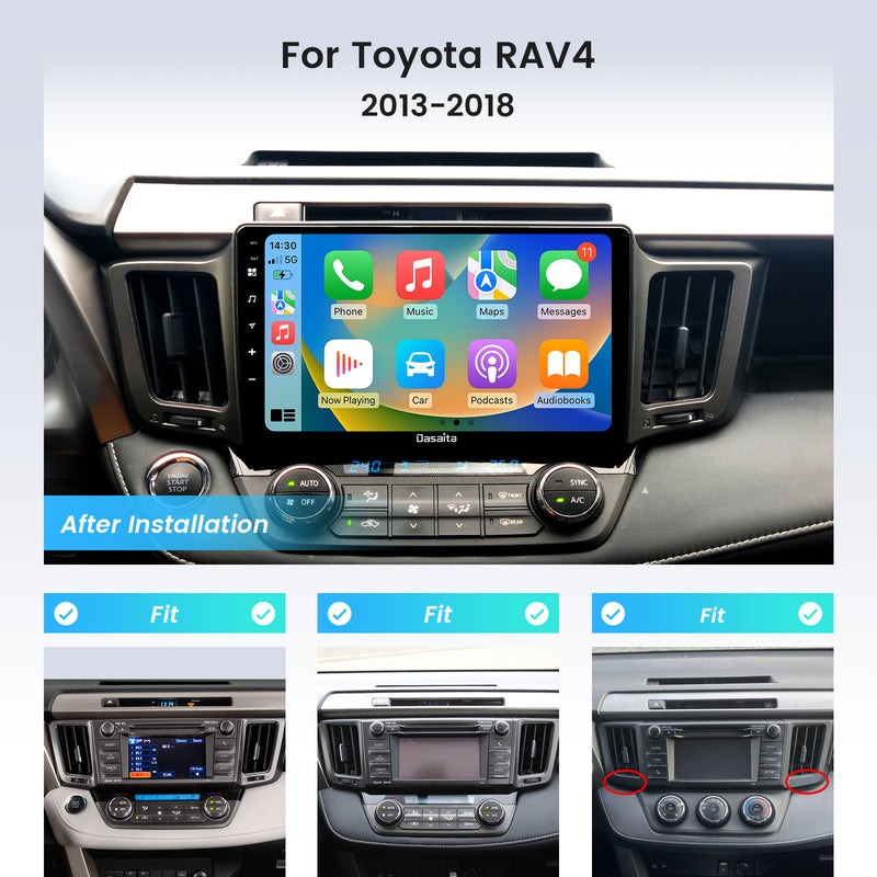 Dasaita Android12 Car Stereo for Toyota RAV4 2013-2018 Wireless Carplay & Android Auto Car Radio | Qualcomm 665 | 10.2" QLED Screen | Wifi+4G LTE | 6G+64G | DSP|GPS Navigation Head Unit | Optical Output
